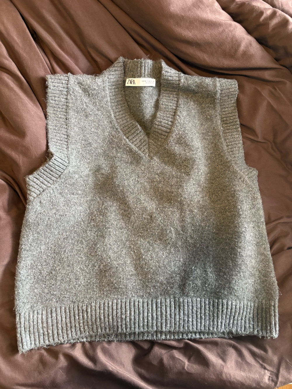 Zara Light Grey Crewneck Sweater Vest